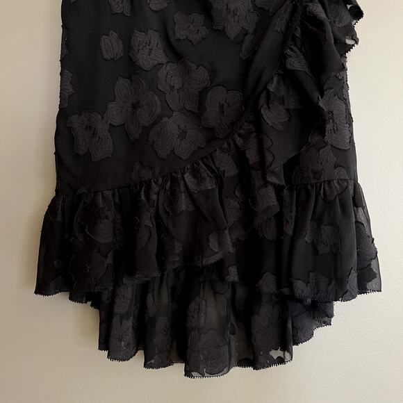 Ulla Johnson Rimona Dress Black Floral Silk Ruffles One Shoulder Size 0 Classic - Picture 11 of 16